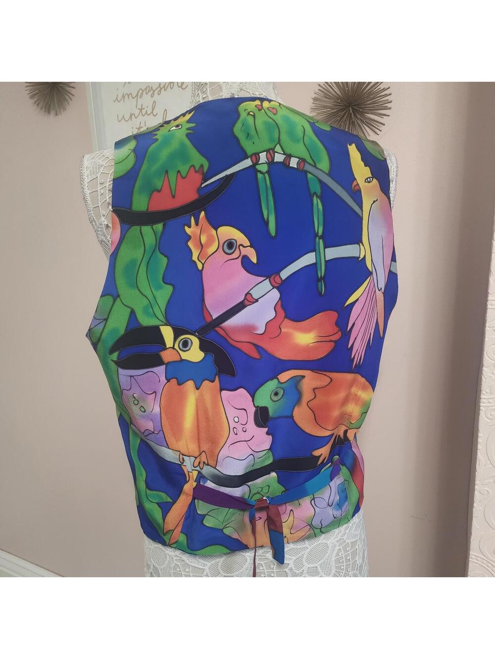 LKNW vintage 90's Sensual Silk by Caribbean Club M mens vest colorful - Picture 2 of 7